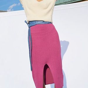 Free People Pink Skyline Midi Skirt